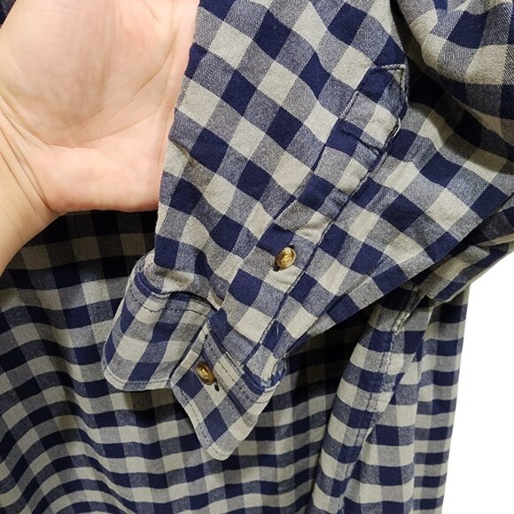 Old Navy Men's XL Blue White Gingham Button Up Shirt Regular Fit Built-In Flex - Picture 3 of 11